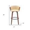 HomeRoots 30" Cream And Wood Brown Faux Leather Swivel Bar Height Bar Chair - 3 of 4