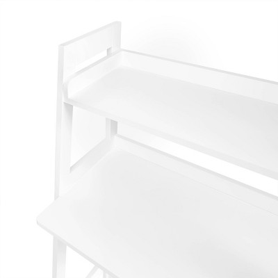 White MDF Kids Writing Desk with Ladder Shelf