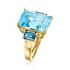 Ross-Simons 12.00 Carat Swiss Blue Topaz and 1.30 ct. t.w. London Blue Topaz Ring in 18kt Gold Over Sterling - 3 of 4