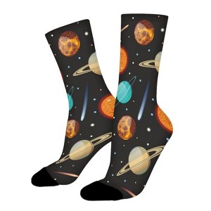 Our Solar System Women Printed Crew Socks Funny Funky Socks Soft Polyester Novelty Gifts for Artists Men - 1 of 1