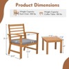 Tangkula 3PCS Furniture Set Acacia Wood Conversation Set w/ Soft Seat Cushions Outdoor Gray - 3 of 3