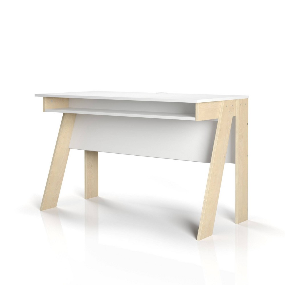Tangent Computer Plywood Desk White/Birch Plywood - Nexera -  83653819