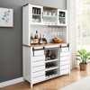 Whizmax 70" Farmhouse Coffee Bar Wine Cabinet with Sliding Barn Doors and Storage,Tall Kitchen Hutch with Wine & Glasses Rack for Kitchen, Dining Room - 4 of 4
