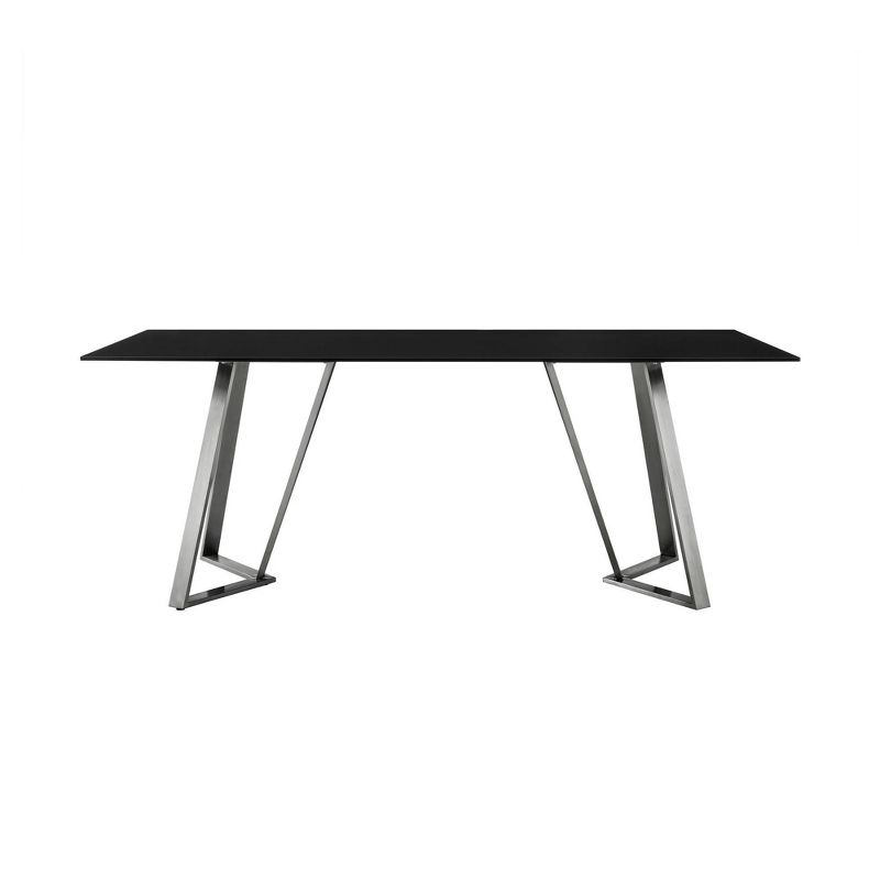 Cressida Glass and Stainless Steel Rectangular Dining Table Black - Armen Living, 4 of 9