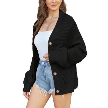 Women's Cardigan Sweater Button Down Long Sleeve Cardigans Loose Cable Knit Outwear