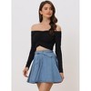 INSPIRE CHIC Women's Vintage Summer High Waist with Belt A-Line Mini Jean Skirts - 2 of 4