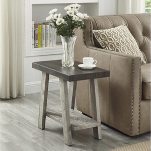 VYNXARIA Contemporary Two-Tone Wood Shelf Side Table in Weathered Walnut and Gray - 1 of 4