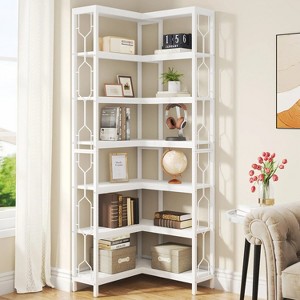 Hommoo 7-Tier Industrial Corner Bookshelf - 1 of 4