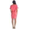 24seven Comfort Apparel Solid Color Loose Fit V Neck T Shirt Style Womens Knee Length Dress - 3 of 4