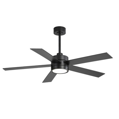 Airsurfer 52-in Black Ceiling Fan with 5 Black ABS Blades, DC Motor, 6-Speed, Remote Control, Downrod Mount