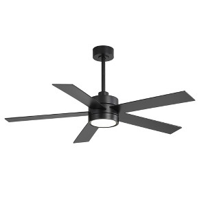 Airsurfer 52-in Black Ceiling Fan with 5 Black ABS Blades, DC Motor, 6-Speed, Remote Control, Downrod Mount - 1 of 4