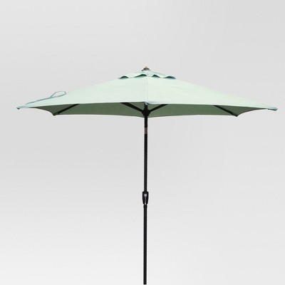 9' Round Patio Umbrella DuraSeason Fabric™ Aqua - Black Pole - Threshold™