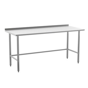 Flash Furniture Reese Commercial Grade 430 Stainless Steel 18 Gauge NSF Certified Open Base Kitchen Prep and Work Table with 1.5" Backsplash - 1 of 4