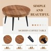 INFURNIC Coffee Tables Modern Farmhouse Round Coffee Table Natural Finish MDF Top with Metal Stand for Living Room, Brown, 23.6"*23.6"*14.5" - 2 of 4