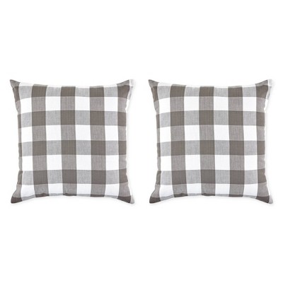 2pk 20"x20" Oversize Buffalo Check Square Throw Pillow Covers Gray/White - Design Imports