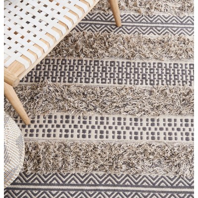 Handwoven Artisan Gray & Ivory Cotton 6' Square Rug