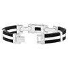 Pompeii3 Men's Steel And Black Silicone Two Tone 12.5mm 8 " Bangle Bracelet - 2 of 3