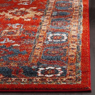 Antique Patina Orange & Blue Synthetic 8' x 10' Area Rug