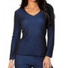 Women's Two Tone Ribbed V-Neck Top - Angel Apparel - 2 of 4