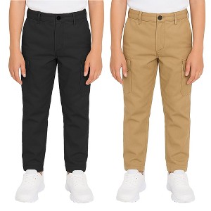 Galaxy Approved School Uniform Boy's Super Stretch Cotton Cargo Pants-2 Pack - 1 of 4