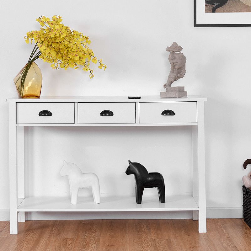 Costway 47" Console Table Hall Table Side Desk Accent Table Drawers Shelf Entryway White, 2 of 11