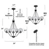 LNC Ellan 5-Light  24" Modern Candlestick Medium Chandelier, Matte Black with Clear Glass Globe Shade - 3 of 4