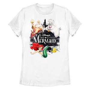Women's The Little Mermaid Vintage Characters T-Shirt - 1 of 4
