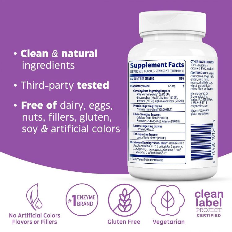 Enzymedica Digest Gold Enzymes and Probiotics Everyday Digestion Regular Strength Digestive and Gut Support Supplement Capsules - 90ct, 6 of 10