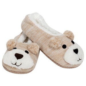 Elanze Designs Brown Puppy Dog Womens Animal Cozy Indoor Plush Lined Non Slip Fuzzy Soft Slipper - Medium - 1 of 4