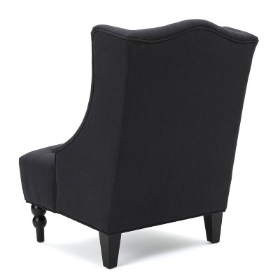 Adriana Charcoal Tufted Fabric Wingback Accent Chair