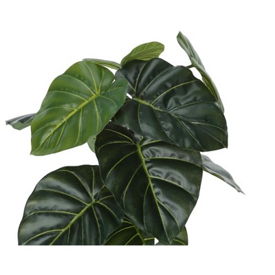 24" Tall Green Alocasia Faux Plant in Black Pot