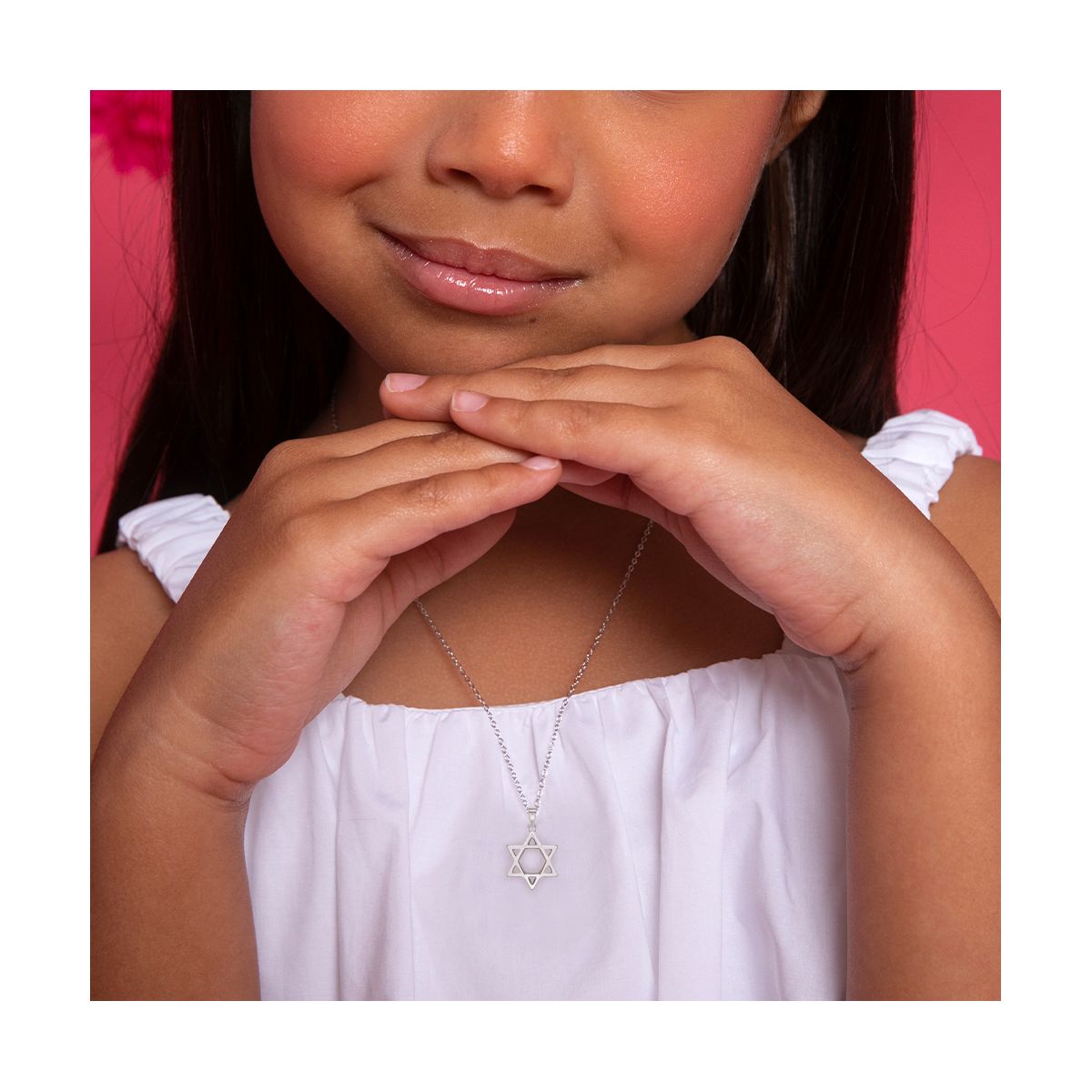 Girls' Star of David Sterling Silver Necklace - In Season Jewelry - thumbnail 3