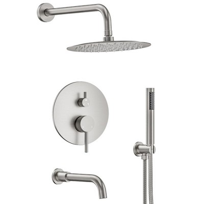 YAWWALK Wall Mount 10 in Shower Head Tub and Shower Faucet (Valve Included))