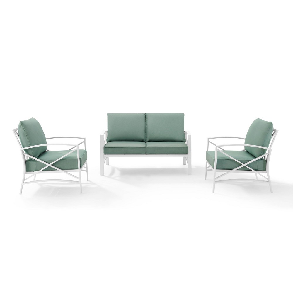 Photos - Garden Furniture Crosley Kaplan 3pc Outdoor Chat Set - White/Green  