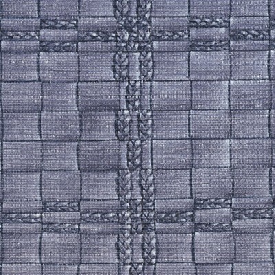 Navy Blue Abstract Synthetic Flat Woven Rectangular Rug 6' x 9'