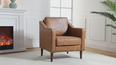 Bonita Transitional Vegan Leather Armchair With Removable Seat