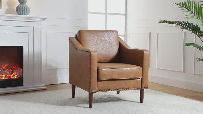 Bonita Transitional Vegan Leather Armchair with Removable Seat Cushion and  Nailhead Trims | ARTFUL LIVING DESIGN, 2 of 12, play video