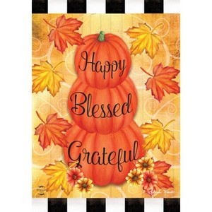 Briarwood Lane Happy Blessed Grateful Autumn House Flag Leaves Inspirational Fall 28" x 40" - 1 of 4