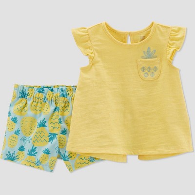 Image of Baby Girls' Pineapple Top & Bottom Set - Just One You® made by carter's Gold 9M