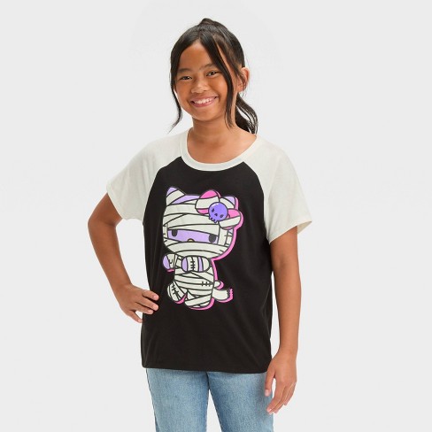 Girls Hello Kitty Halloween Short Sleeve Graphic T shirt Black Target
