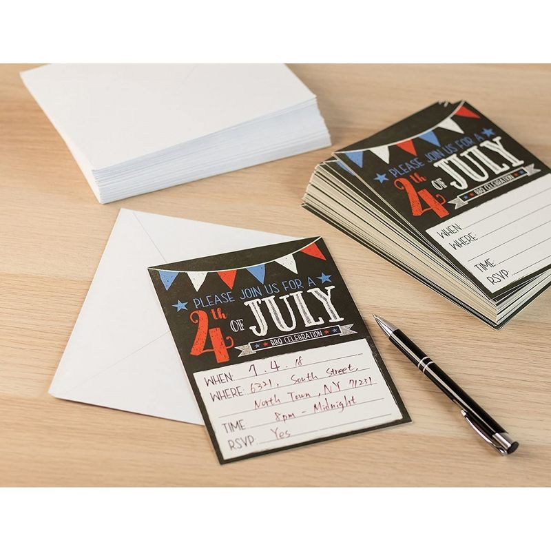 Best Paper Greetings 50 Pack BBQ Celebration Invitations Cards with Envelopes for Patriotic 4th of July Party, 5 x 7 in, 5 of 8