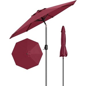 9FT Patio Umbrella Outdoor, Market, Table Umbrella with Push Button Tilt and Crank, 8 Sturdy Ribs for Garden, Pool, Deck, Backyard - 1 of 4