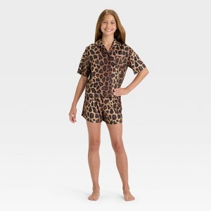 Girls' Short Sleeve Button-Down Pajama Set - art class™ - 1 of 4