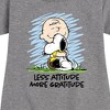 - Peanuts - Less Atitude More Gratitude Graphic Short Sleeve Fleece Dress - 2 of 4