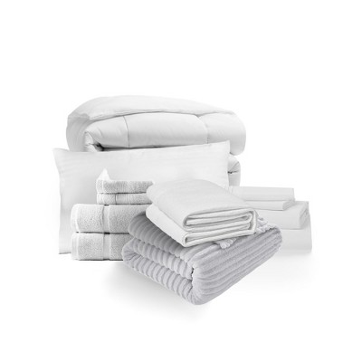 Nestl 9 PC Complete College Dorm Room Twin XL Bedding Bundle, Bed in a Bag Comforter Set