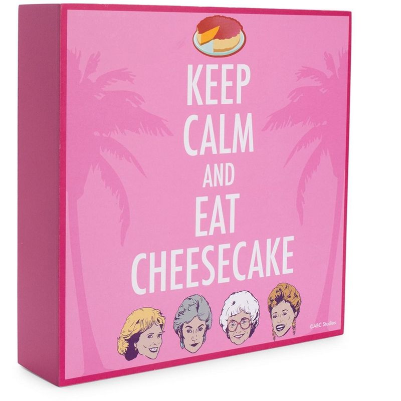 Silver Buffalo The Golden Girls Keep Calm And Eat Cheesecake 6 x 6 Inch Wood Box Sign, 1 of 5