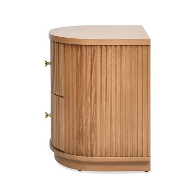 Valentine Natural Brown Beech Wood Half Moon Storage Side Table
