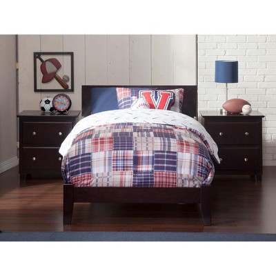 AFI Furnishings Orlando Twin Traditional Bed with Open Footboard and Turbo Charger in Espresso