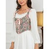 Acekool Women’s Vintage Floral Corset Lace-Up Vest, Vintage Pirate-Inspired Bustier with Embroidered Print - 4 of 4