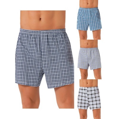 INSPIRE CHIC Men's 4 Pack Classic Plaid Printing Boxer Shorts